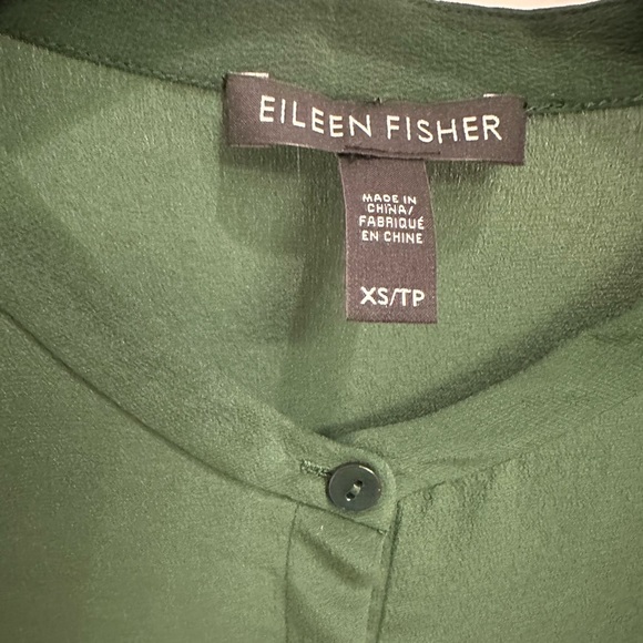 Eileen Fisher Green Silk Blouse - Picture 3 of 3